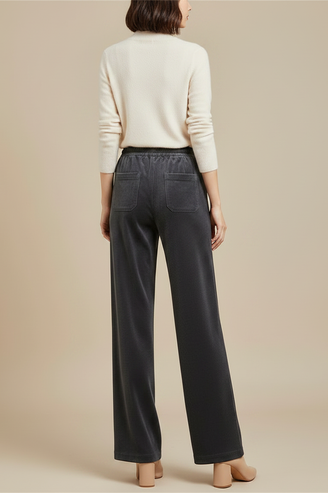 Pantalon Velours Gris Femme - Cordé - vue 2