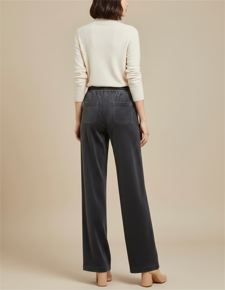 Pantalon Velours Gris Femme - Cordé - vue 2