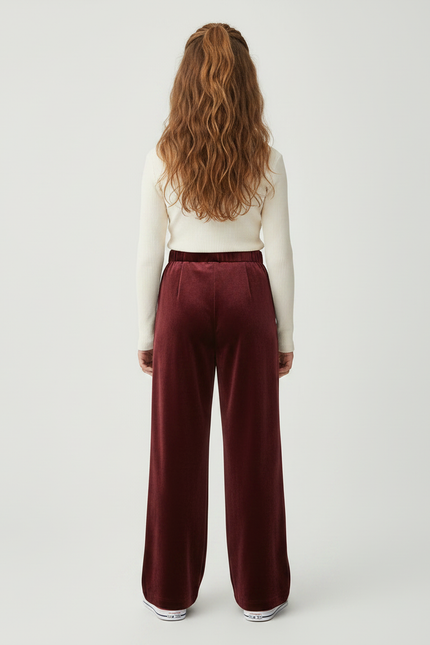 Pantalon Velours Bordeaux Ample Décontracté Enfant - vue 2