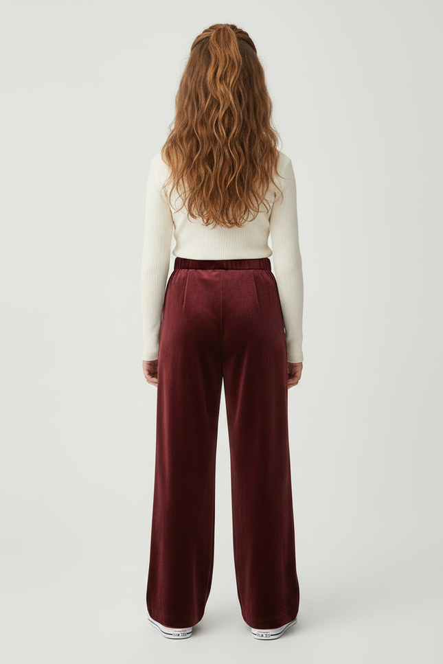 Pantalon Velours Bordeaux Ample Décontracté Enfant - vue 2