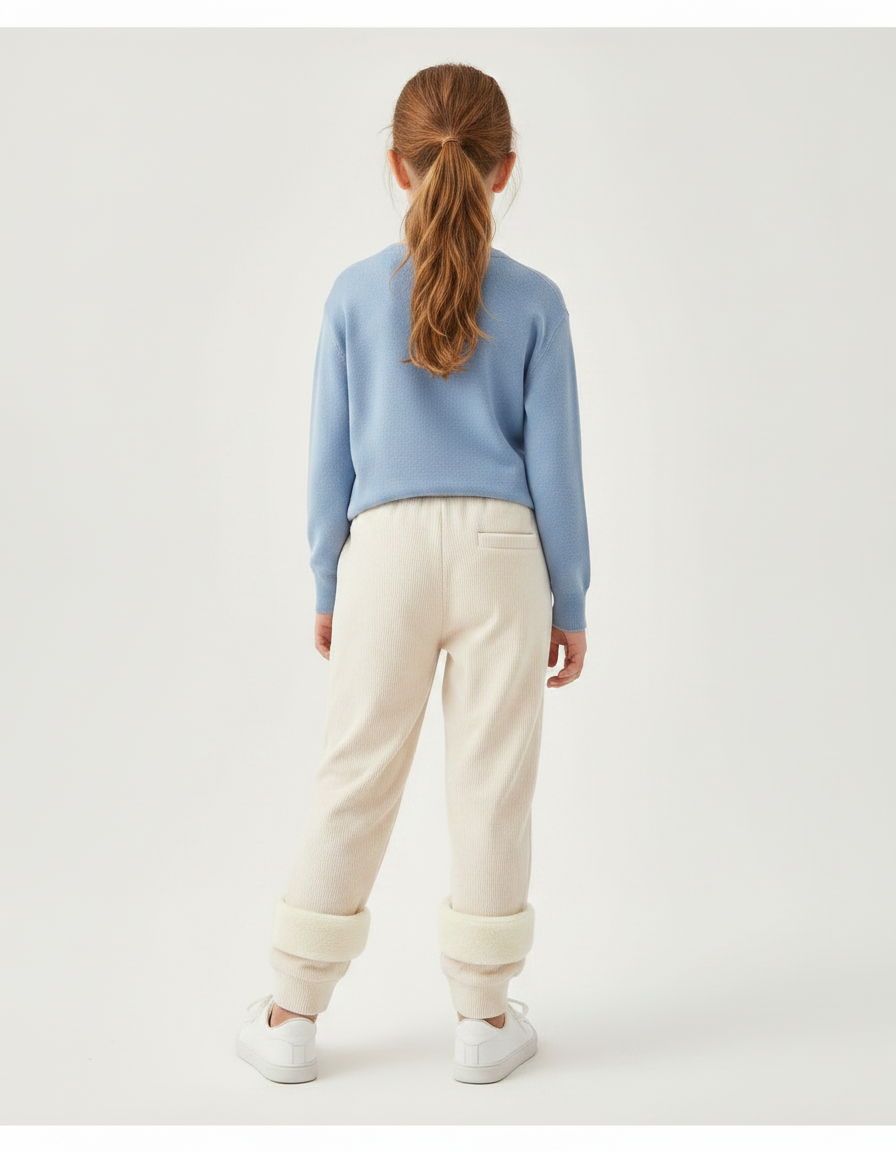 Pantalon Velours Côtelé Ample Doublé Beige Enfant - Cordé - vue 2