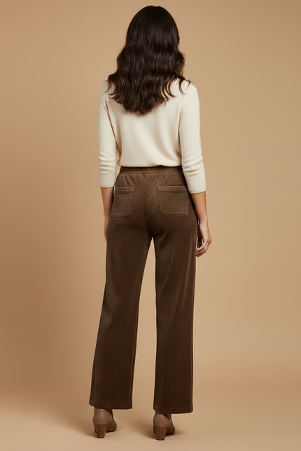 Pantalon Velours Côtelé Marron Ample Décontracté Hiver - Cordé - vue 2