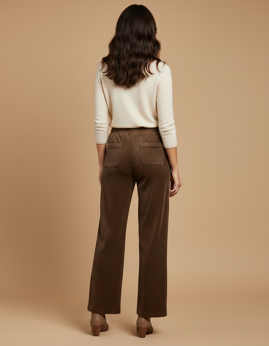 Pantalon Velours Côtelé Marron Ample Décontracté Hiver - Cordé - vue 2