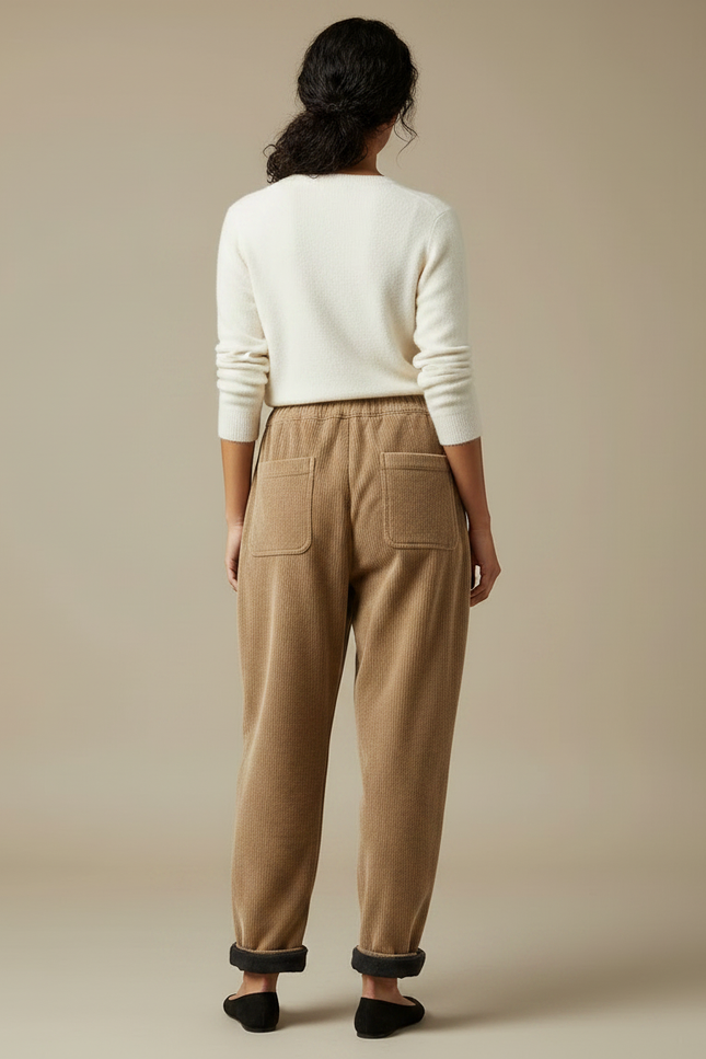 Pantalon Cargo Velours Femme - Camel Cordé - vue 2