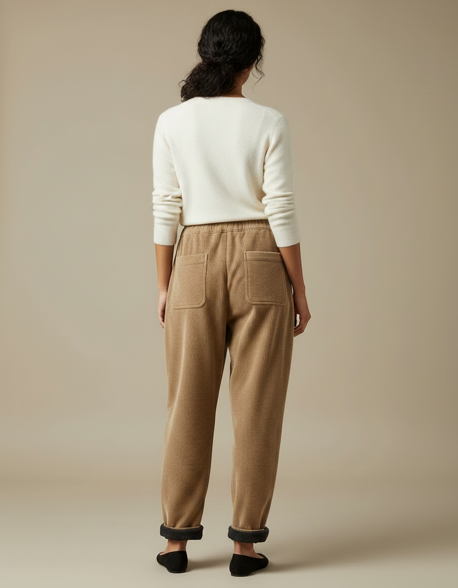 Pantalon Cargo Velours Femme - Camel Cordé - vue 2