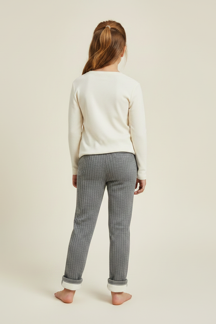 Pantalon Velours Gris Côtelé Enfant Doublé Chaud - Cordé - vue 2