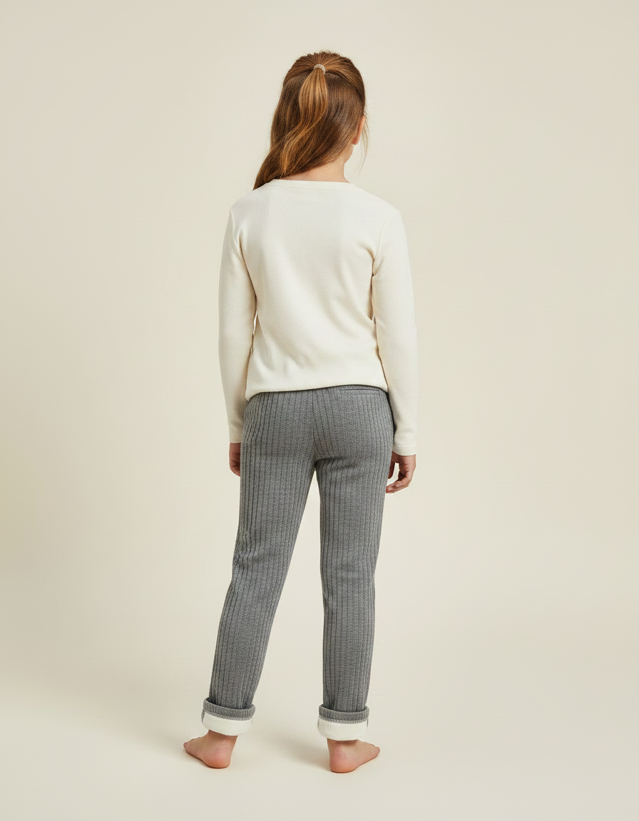 Pantalon Velours Gris Côtelé Enfant Doublé Chaud - Cordé - vue 2