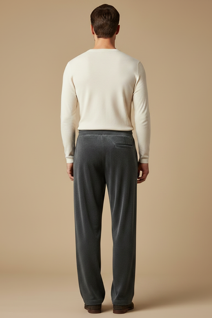 Pantalon Velours Gris Homme Droit Décontracté Doux - vue 2