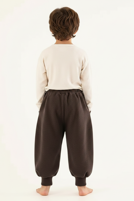 Pantalon Velours Marron Ample Enfant Doublé Chaud - vue 2