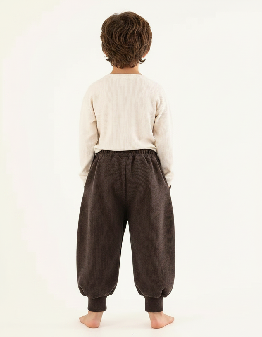 Pantalon Velours Marron Ample Enfant Doublé Chaud - vue 2