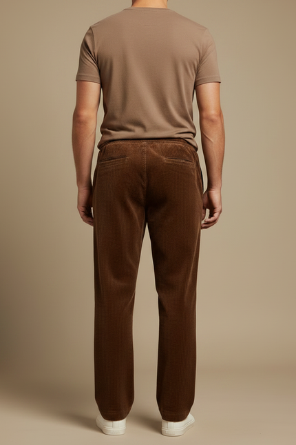 Pantalon Velours Côtelé Marron Droit Homme Décontracté - Cordé - vue 2