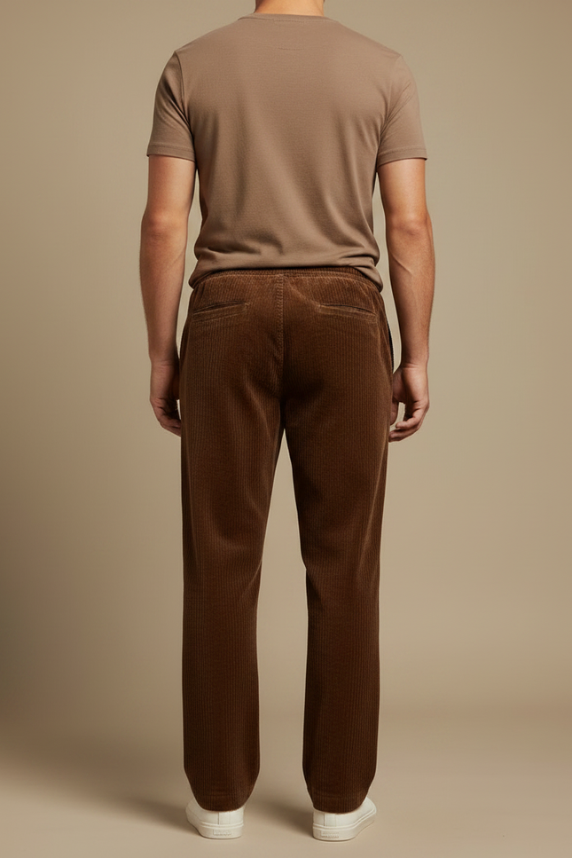 Pantalon Velours Côtelé Marron Droit Homme Décontracté - Cordé - vue 2