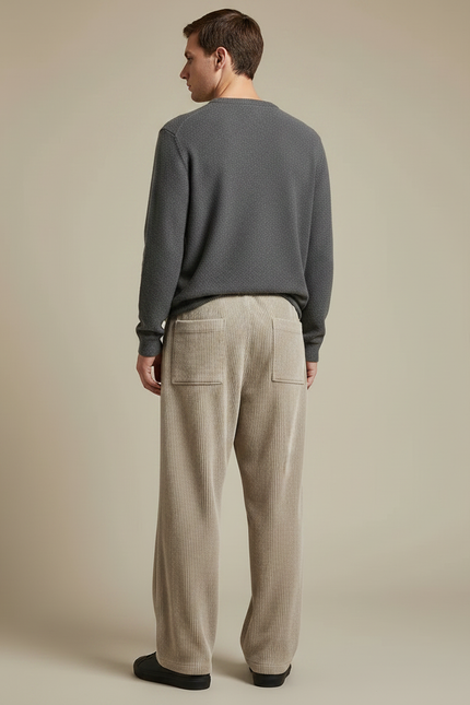 Pantalon Velours Côtelé Beige Ample Décontracté Homme - Cordé - vue 2