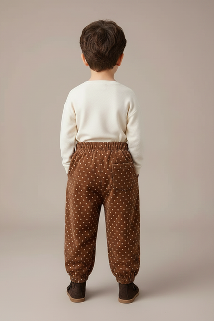 Pantalon Velours Marron Points Ample Enfant Chic - Cordé - vue 2