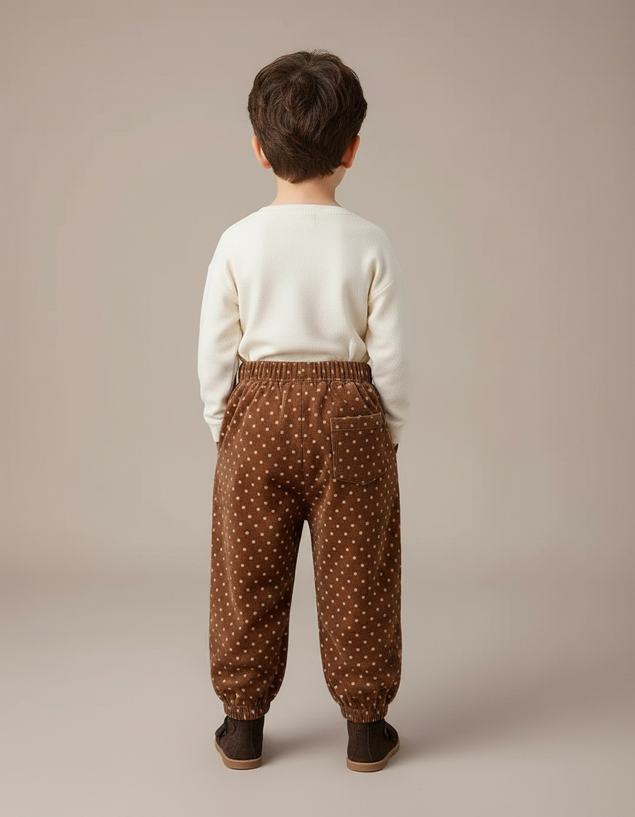 Pantalon Velours Marron Points Ample Enfant Chic - Cordé - vue 2