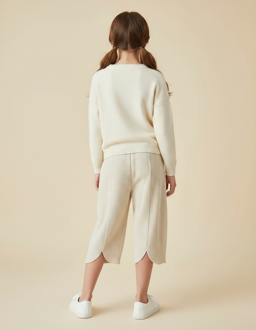 Pantalon Velours Beige Côtelé Ample Décontracté Fille - Cordé - vue 2