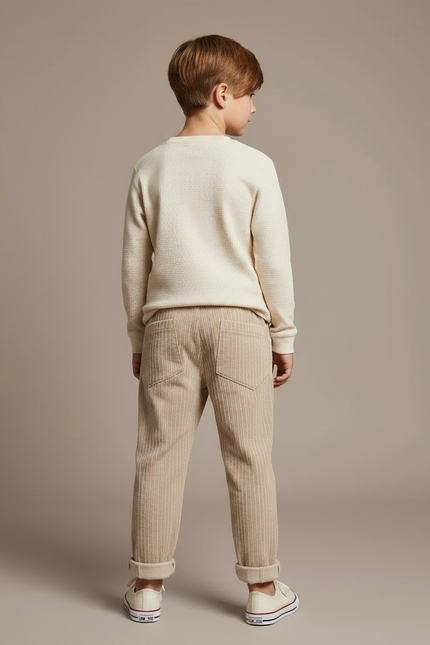 Pantalon Cargo Velours Garcon - Beige Cordé - vue 2
