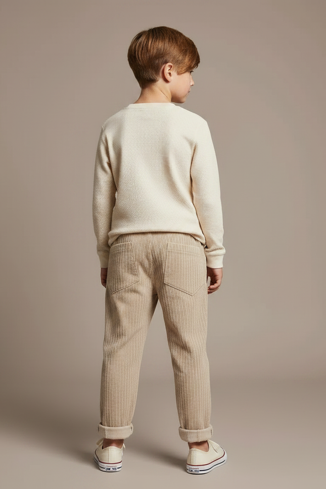 Pantalon Cargo Velours Garcon - Beige Cordé - vue 2