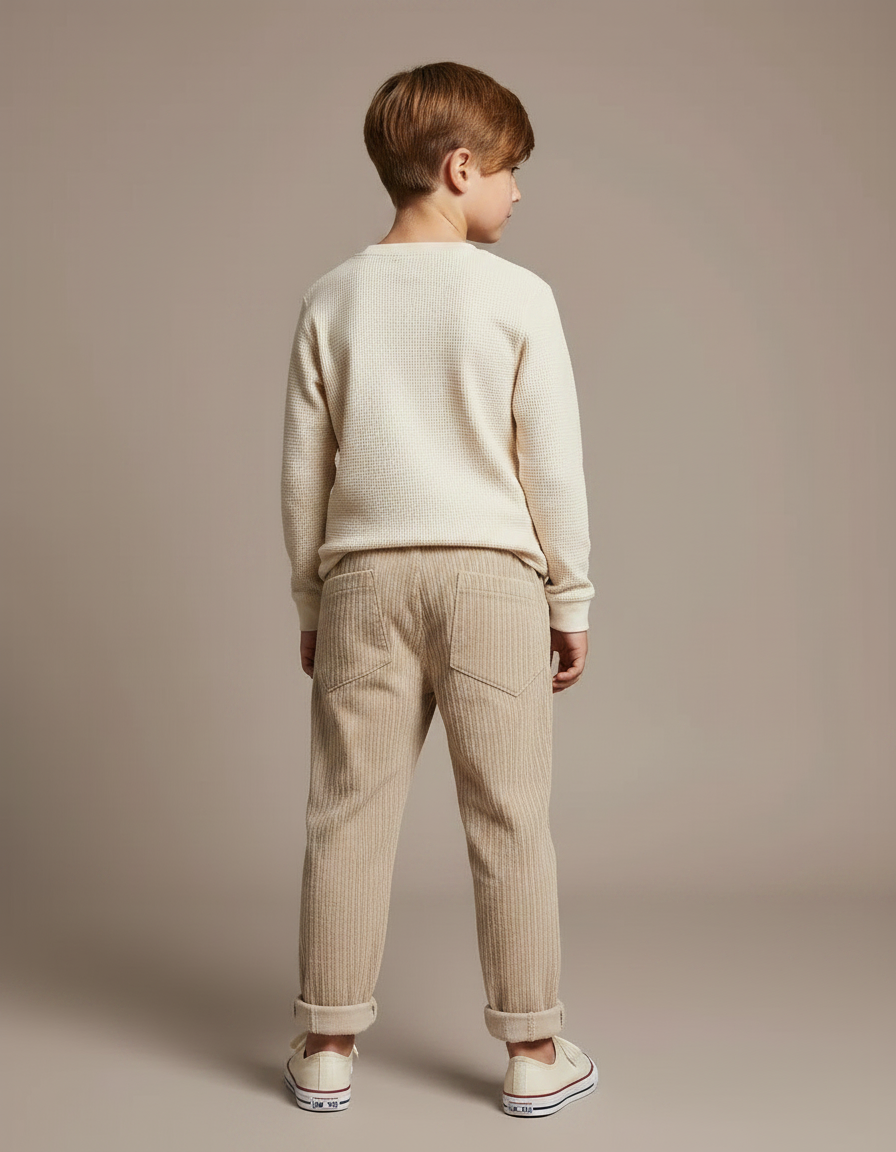 Pantalon Cargo Velours Garcon - Beige Cordé - vue 2