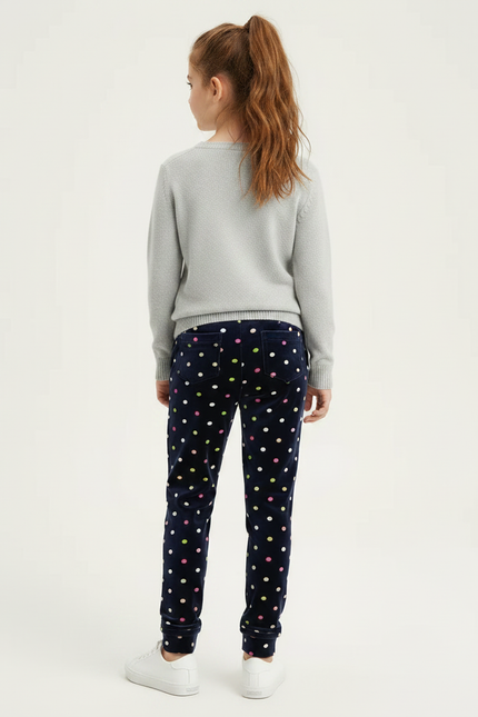 Pantalon Velours Marine Polka Dots Fille Hiver - vue 2