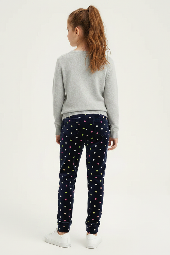 Pantalon Velours Marine Polka Dots Fille Hiver - vue 2