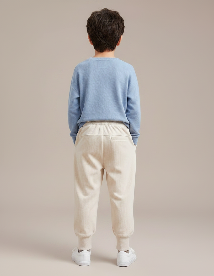 Pantalon Velours Beige Écru Ample Décontracté Enfant - Molleton - vue 2