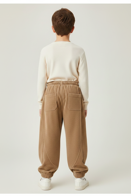 Pantalon Velours Côtelé Marron Ample Garçon Décontracté - Cordé - vue 2