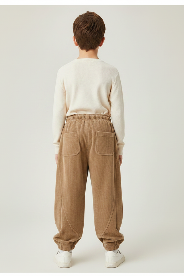 Pantalon Velours Côtelé Marron Ample Garçon Décontracté - Cordé - vue 2