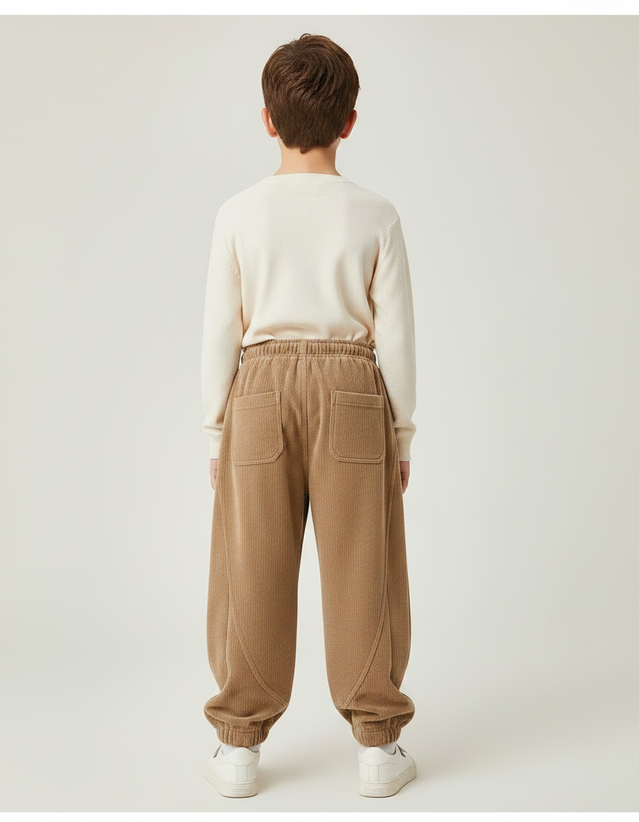 Pantalon Velours Côtelé Marron Ample Garçon Décontracté - Cordé - vue 2