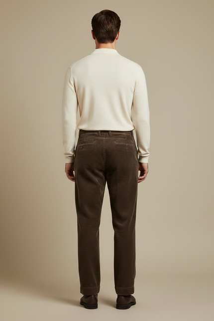 Pantalon Velours Côtelé Marron Droit Confortable Homme - Cordé - vue 2