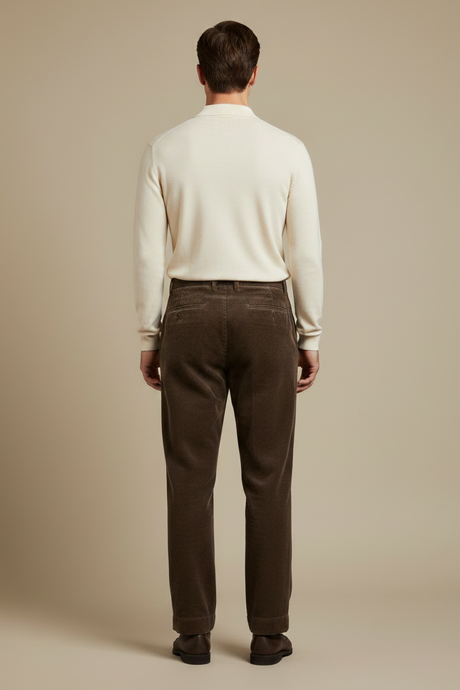Pantalon Velours Côtelé Marron Droit Confortable Homme - Cordé - vue 2