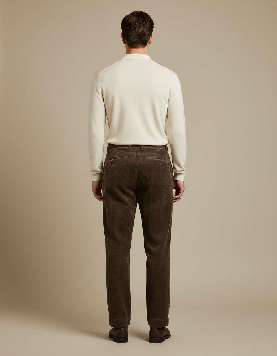 Pantalon Velours Côtelé Marron Droit Confortable Homme - Cordé - vue 2