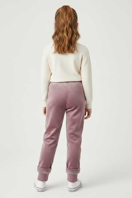 Pantalon Velours Rose Fille Motif Chat Hiver - vue 2