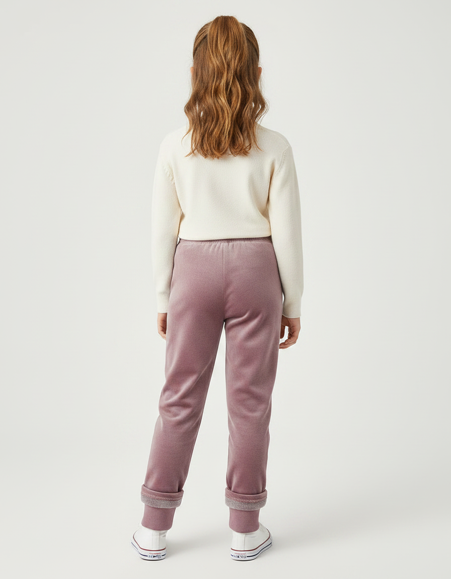 Pantalon Velours Rose Fille Motif Chat Hiver - vue 2
