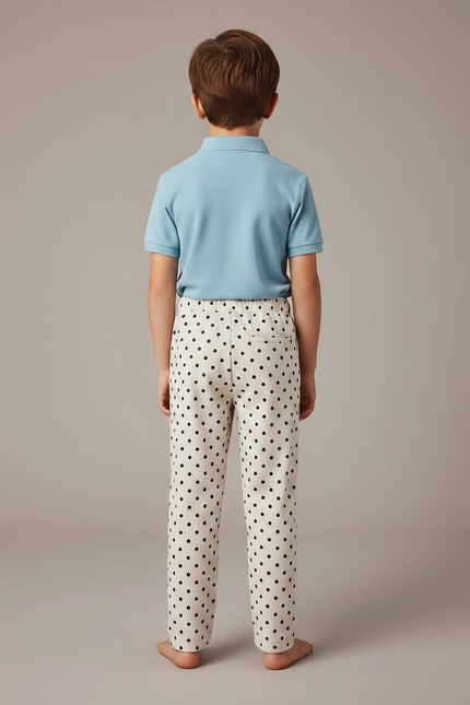Pantalon Velours Crème Points Noirs Ample Enfant - Beige - vue 2