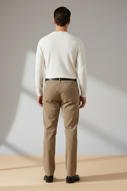 Pantalon Velours Côtelé Beige Homme Droit Élégant - Cordé - vue 2