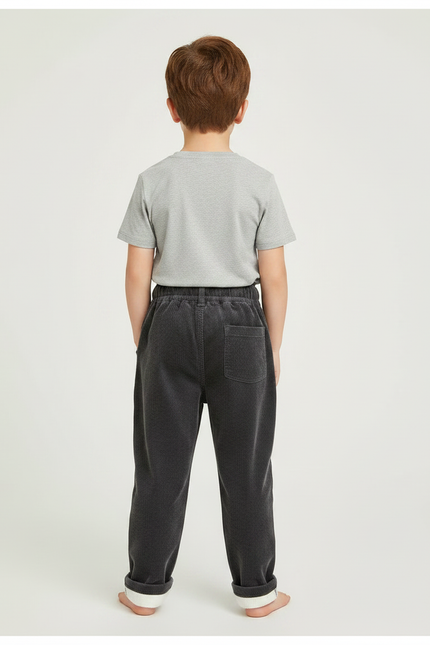 Pantalon Velours Côtelé Ample Décontracté Enfant - Gris Cordé - vue 2