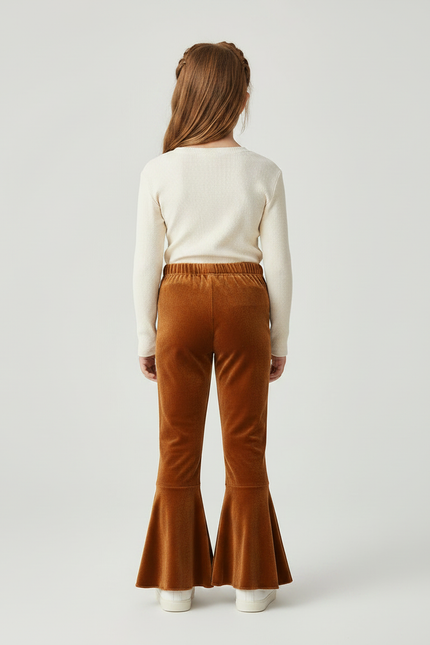 Pantalon Velours Marron Évasé Confortable Fille - vue 2