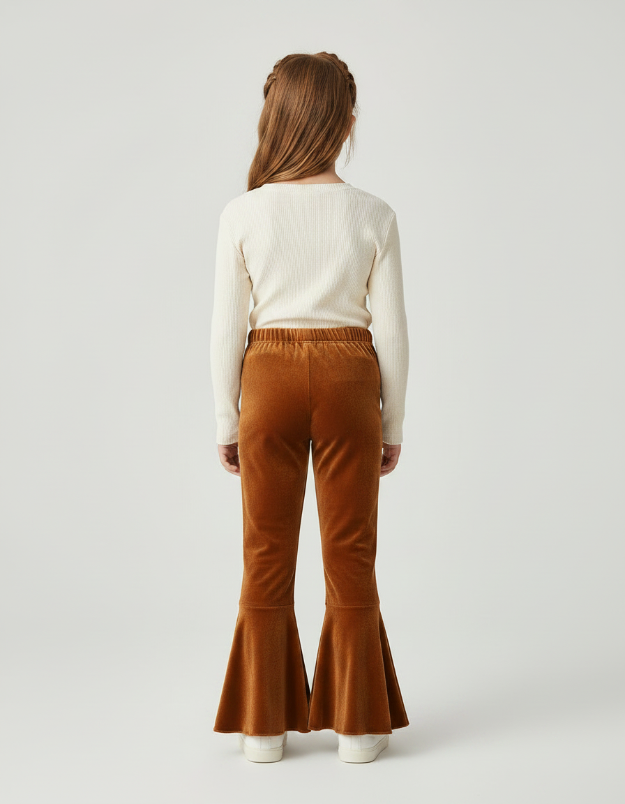 Pantalon Velours Marron Évasé Confortable Fille - vue 2