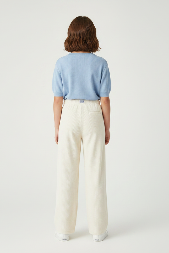 Pantalon Velours Ecru - Beige Cordé - vue 2