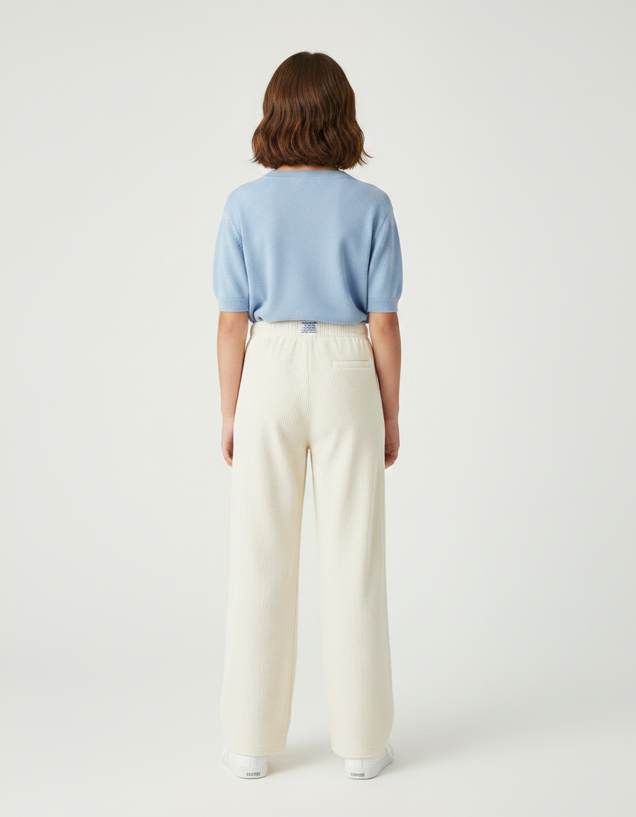 Pantalon Velours Ecru - Beige Cordé - vue 2