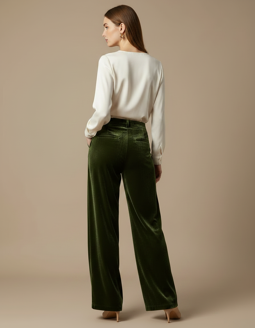 Pantalon Velours Femme Vert Large - vue 2