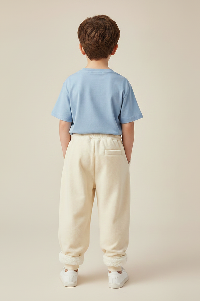 Pantalon Velours Crème Doublé Chaud Décontracté Enfant - Beige Cordé - vue 2