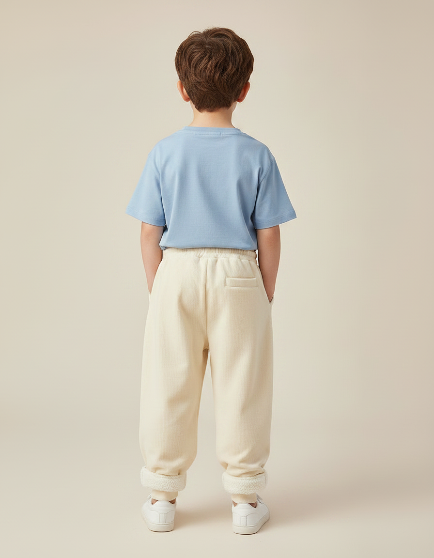 Pantalon Velours Crème Doublé Chaud Décontracté Enfant - Beige Cordé - vue 2
