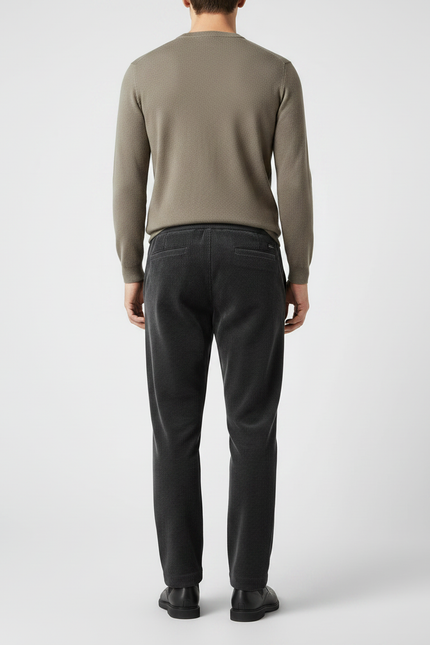 Pantalon Velours Côtelé Homme Noir Droit Décontracté - Cordé - vue 2