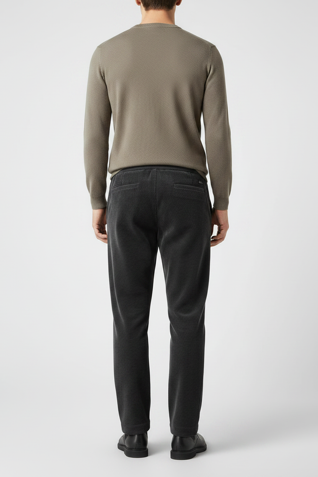 Pantalon Velours Côtelé Homme Noir Droit Décontracté - Cordé - vue 2