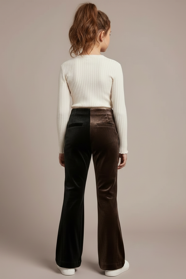 Pantalon Velours Bicolore Évasé Confortable Enfant - Multicolore - vue 2