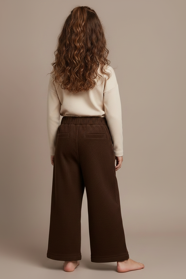 Pantalon Velours Marron Côtelé Ample Enfant Hiver - Cordé - vue 2