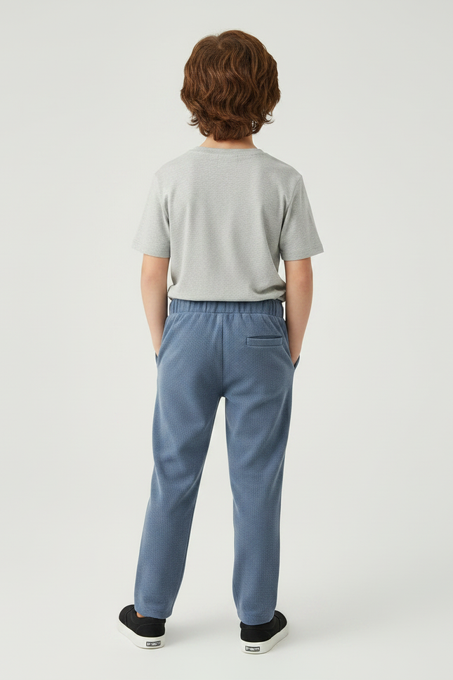 Pantalon Velours Bleu Côtelé Ample Décontracté Garçon - Cordé - vue 2