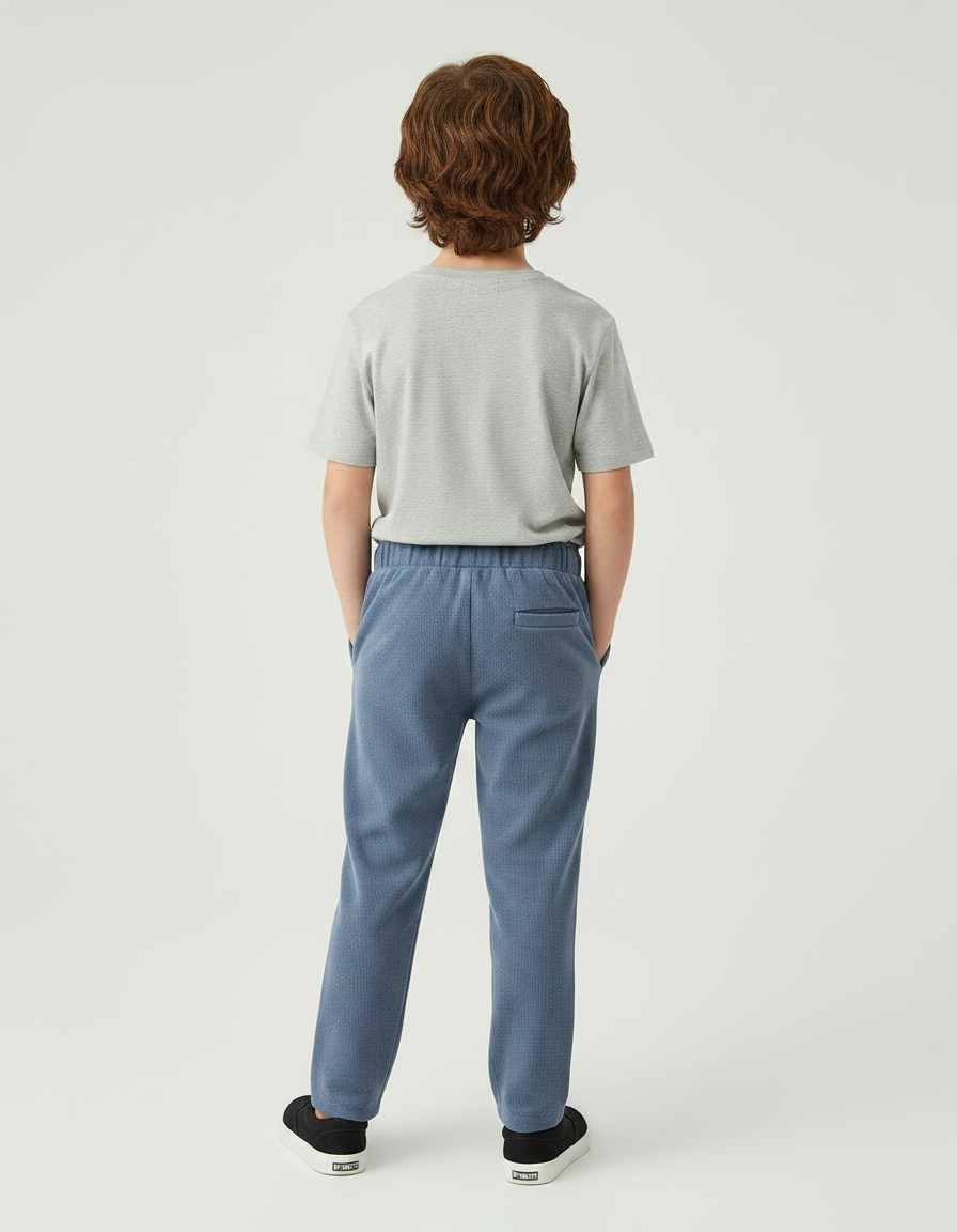 Pantalon Velours Bleu Côtelé Ample Décontracté Garçon - Cordé - vue 2